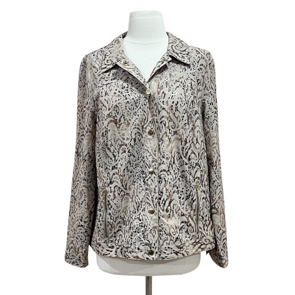 Chico's Zenergy Abstract Animal Print Shacket Size 2 (Large)